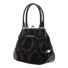 Load image into Gallery viewer, Black Damask Kisslock Handbag