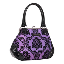 Load image into Gallery viewer, Purple Damask Kisslock Handbag