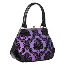 Load image into Gallery viewer, Purple Damask Kisslock Handbag