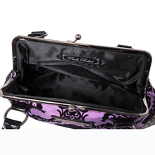Load image into Gallery viewer, Purple Damask Kisslock Handbag