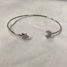 Load image into Gallery viewer, Moon and Star Dainty Adjustable Bangle Bracelet