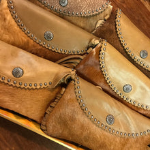 Load image into Gallery viewer, Tan Mini Leather Fringe Flip Top Purse