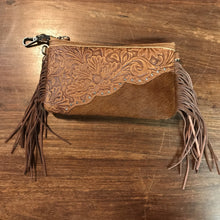 Load image into Gallery viewer, Brown Mini Leather Fringe Zip Top Purse
