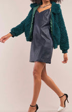 Load image into Gallery viewer, Hunter Green Faux Fur Bomber Jacket