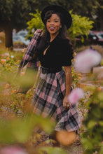 Load image into Gallery viewer, Tabitha Plaid Pink and Black Swing Skirt with Matching Scarf