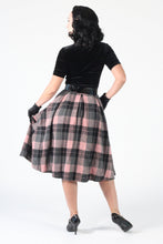 Load image into Gallery viewer, Tabitha Plaid Pink and Black Swing Skirt with Matching Scarf