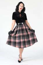 Load image into Gallery viewer, Tabitha Plaid Pink and Black Swing Skirt with Matching Scarf