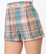 Load image into Gallery viewer, Plaid Stella High Waist Double Button Shorts