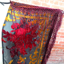 Load image into Gallery viewer, Aphrodite Burgundy Velvet Floral Burnout Kimono