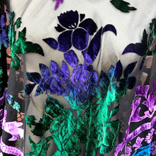 Load image into Gallery viewer, Ceto Blue Floral Burnout Velvet Poncho