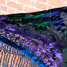 Load image into Gallery viewer, Ceto Blue Floral Burnout Velvet Poncho