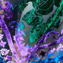 Load image into Gallery viewer, Ceto Blue Floral Burnout Velvet Poncho