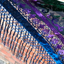 Load image into Gallery viewer, Ceto Blue Floral Burnout Velvet Poncho