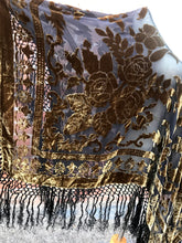 Load image into Gallery viewer, Demeter Gold Floral Burnout Velvet Poncho