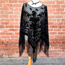 Load image into Gallery viewer, Persephone Black Floral Burnout Velvet Poncho