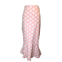 Load image into Gallery viewer, Pink and White Polka Dot Pencil Skirt- Size Medium LAST ONE!
