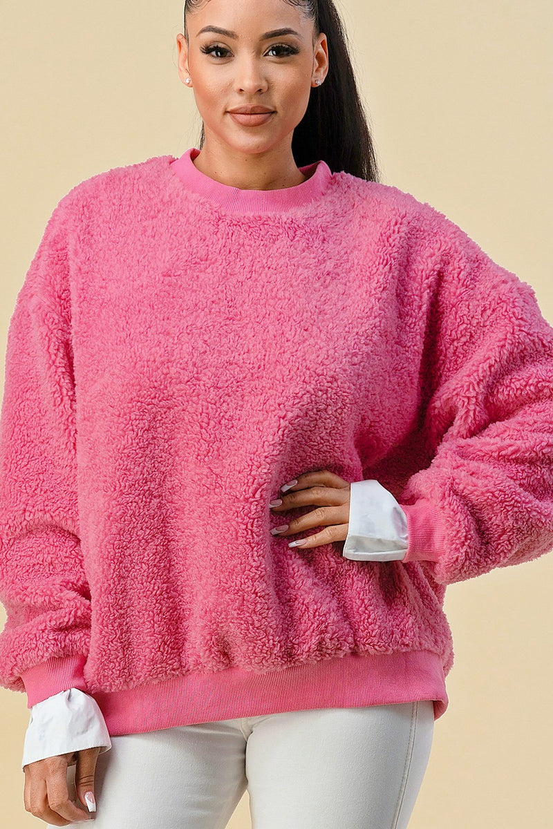 Hot pink sherpa discount pullover