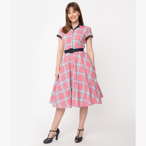 Pink and White Plaid Alexis Swing Dress