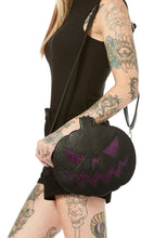 Load image into Gallery viewer, Pumpkin Sparkle Purse- Black and Purple