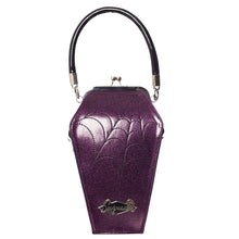 Load image into Gallery viewer, Coffin Sparkle Purse- Black and Purple