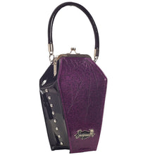 Load image into Gallery viewer, Coffin Sparkle Purse- Black and Purple