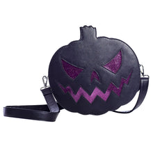 Load image into Gallery viewer, Pumpkin Sparkle Purse- Black and Purple