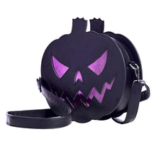Load image into Gallery viewer, Pumpkin Sparkle Purse- Black and Purple
