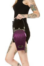 Load image into Gallery viewer, Coffin Sparkle Purse- Black and Purple