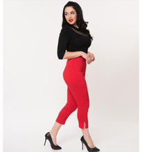 Load image into Gallery viewer, Red Capri Pants