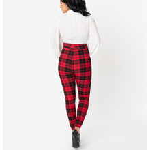 Load image into Gallery viewer, Red and Black Plaid High Waist Rizzo Pants- PLUS SIZE