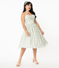Load image into Gallery viewer, Mint & Ivory Floral Reed Swing Dress