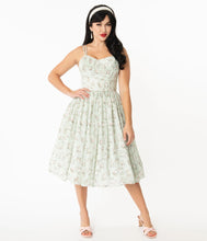 Load image into Gallery viewer, Mint & Ivory Floral Reed Swing Dress