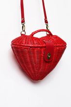 Load image into Gallery viewer, Red Heart Rattan Wicker Purse