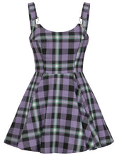 Load image into Gallery viewer, Rochelle Purple Plaid Mini Pinafore Dress