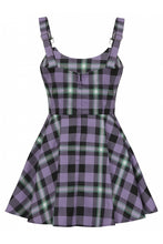 Load image into Gallery viewer, Rochelle Purple Plaid Mini Pinafore Dress