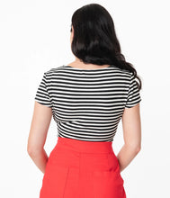 Load image into Gallery viewer, Black and White Striped Knit Rosemary Top