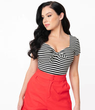 Load image into Gallery viewer, Black and White Striped Knit Rosemary Top