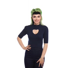 Load image into Gallery viewer, Shirley Navy Button Keyhole Cropped Jumper