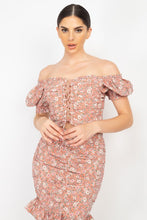 Load image into Gallery viewer, Mauve Floral Top and Skirt Set