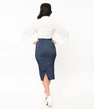Load image into Gallery viewer, Sierra Denim Blue High Waist Sailor Pencil Skirt