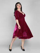 Load image into Gallery viewer, Midnight Magenta Trixie Velvet Doll Dress