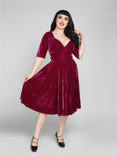 Load image into Gallery viewer, Midnight Magenta Trixie Velvet Doll Dress