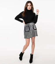 Load image into Gallery viewer, Black and Grey Checkerboard Velvet Say It Loud Mini Skirt