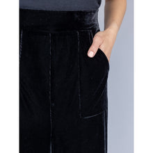 Load image into Gallery viewer, Virginia Black Velvet Wide Leg Trousers
