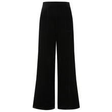 Load image into Gallery viewer, Virginia Black Velvet Wide Leg Trousers