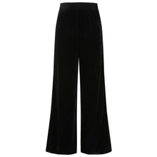 Load image into Gallery viewer, Virginia Black Velvet Wide Leg Trousers