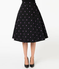 Load image into Gallery viewer, pin up skirt purple polka dots