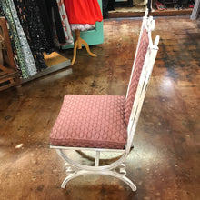 Load image into Gallery viewer, White Iron Swirls and Pink Textured Cushion Statement Chair