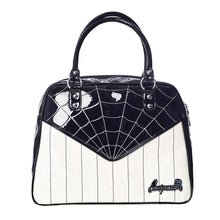 Load image into Gallery viewer, Webbed Sparkle Bowler Purse- Black and White