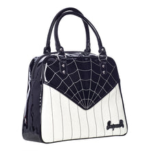Load image into Gallery viewer, Webbed Sparkle Bowler Purse- Black and White